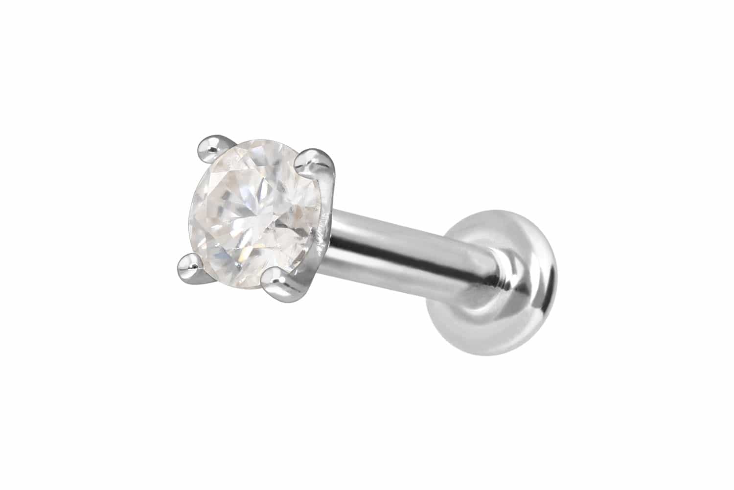 14 Karat Gold Labret Piercing mit Push Fit MOISSANIT